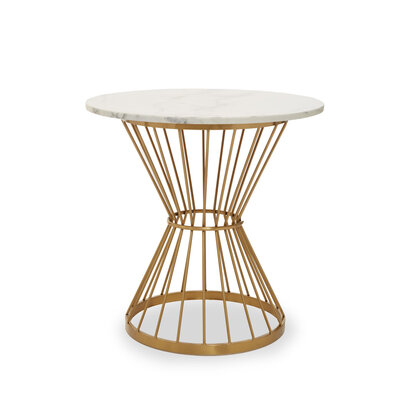 Anzio Hourglass Dining Table with White Marble and Gold Base
