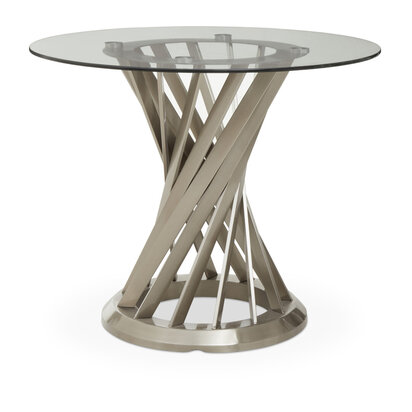 Anzio Clear Glass Top And Silver Hourglass Base Dining Table