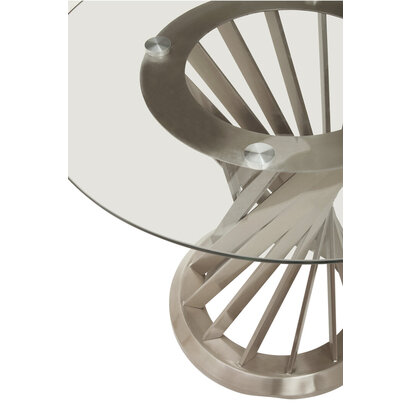 Anzio Clear Glass Top And Silver Hourglass Base Dining Table