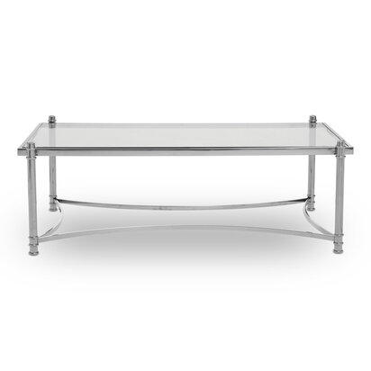 Ackley Silver Coffee Table with Clear Glass