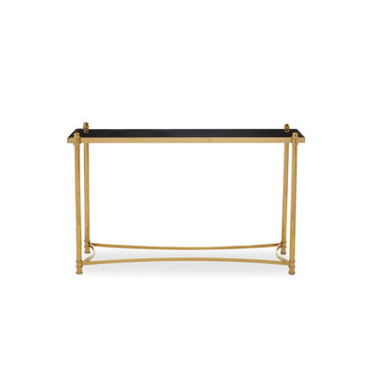 Ackley Gold Console Table with Black Glass