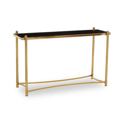 Ackley Gold Console Table with Black Glass