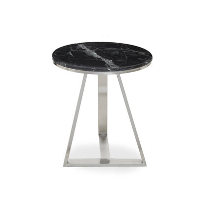 Alvaro Round Side Table With Black Marble Top