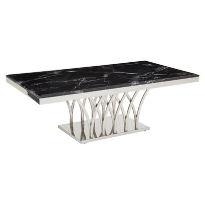 Siainmore Black Marble And Silver Coffee Table