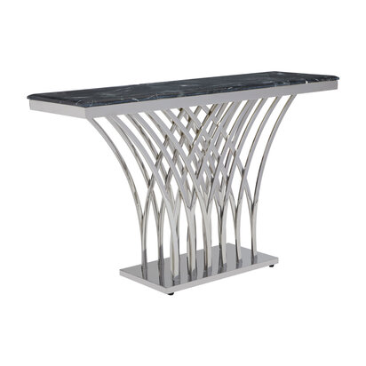 Arenza Black Marble And Silver Console Table