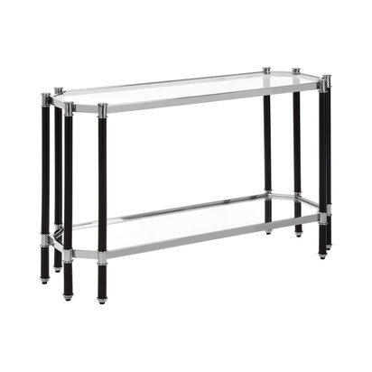 Allessi Silver and Black Console Table with Glass Top