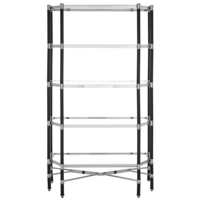 Allessi 5 Shelf Unit In Silver Metal and Black Frame