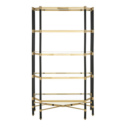 Allessi 5 Shelf Unit In Champagne Finish and Black Frame