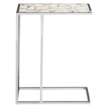Vita White And Silver Agate Side Table