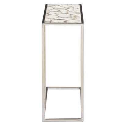 Vita White Agate And Silver Side Table