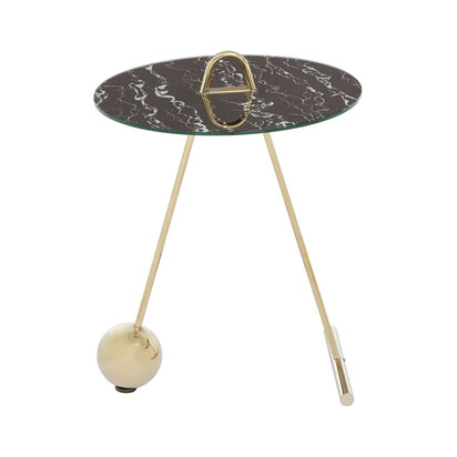 Oria Black Marble Effect Top End Table
