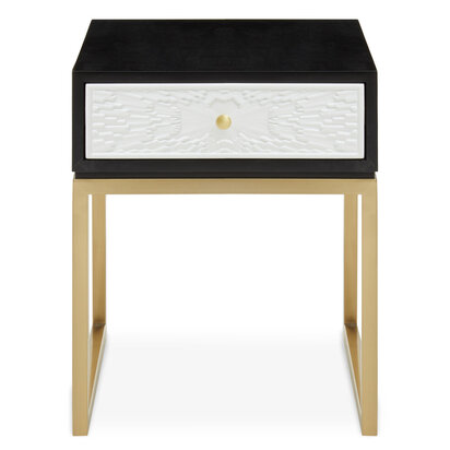 Dumas Black and White One Drawer Side Table