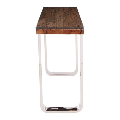Brieton Recycled Natural Wood Console Table with Curved Legs