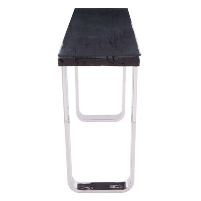 Brieton Black Recycled Wood Console Table with Curved Legs