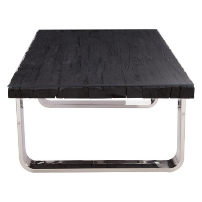Brieton Black Recycled Wood Coffee Table with Curved Legs