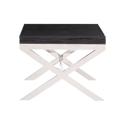 Brieton Black Recycled Wood Side Table With Cross Base