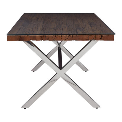 Brieton Natural Recycled Wood Dining Table With Cross Base