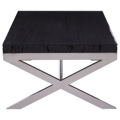 Brieton Black Recycled Wood Coffee Table With Cross Base