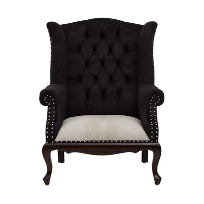 Cala Black Textured Armchair with Tufted Back