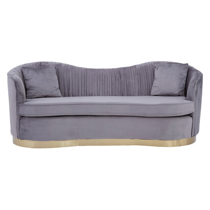 Franza Grey 3 Seat Pleated Velvet Sofa