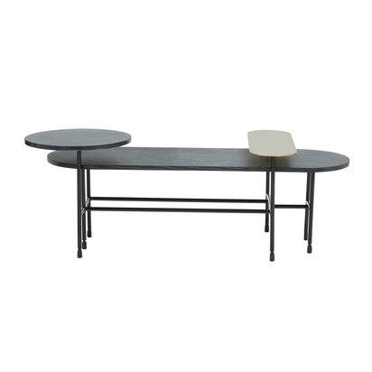 Linorwod Black Oak Veneer and Marble Coffee Table