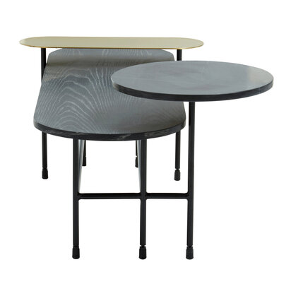 Linorwod Black Oak Veneer and Marble Coffee Table