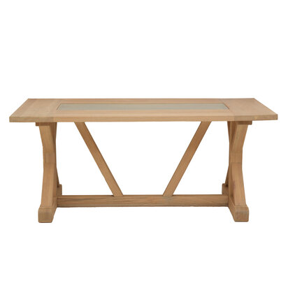 Lyon Washed Grey Oak Wood and Glass Dining Table