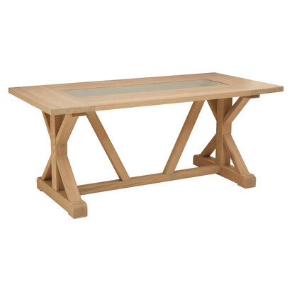 Lyon Washed Grey Oak Wood and Glass Dining Table