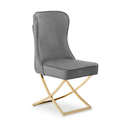 Belle Grey Velvet Dining Chair with Tufted Button Back