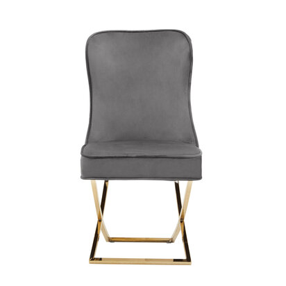 Belle Grey Velvet Dining Chair with Tufted Button Back