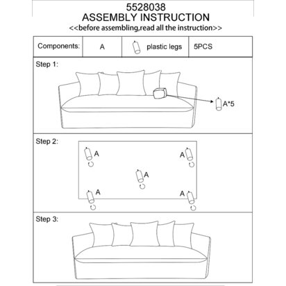 Antibes 3 Seater Grey Sofa