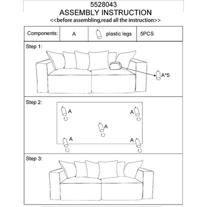 Marseille 3 Seat Cream Sofa