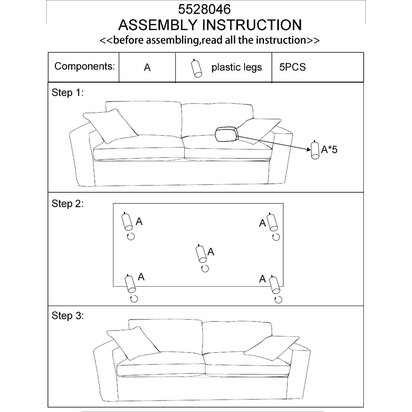 Valensole 3 Seat Cream Fabric Sofa