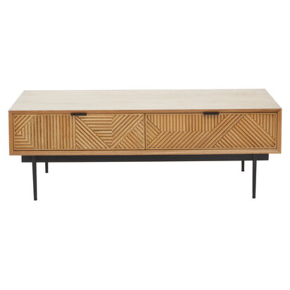 Jakara Natural Finish Coffee Table with Drawers