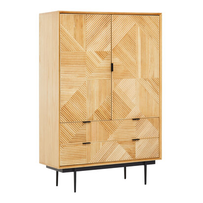 Jakara Natural Finish Cabinet with Drawers
