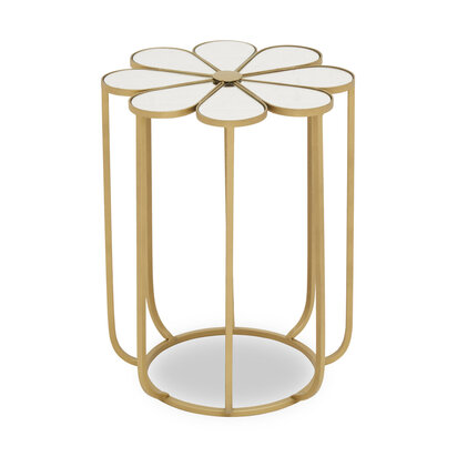 Rabia Petal Side Table With Mirrored Top