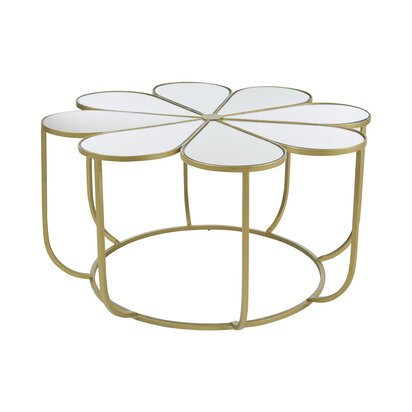 Rabia Petal Coffee Table With Mirrored Top