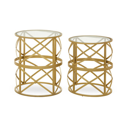 Rabia Set Of 2 Diamond Pattern Side Table