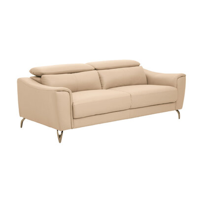 Padua 3 Seat Stone Leather Sofa with Adjustable Headrests