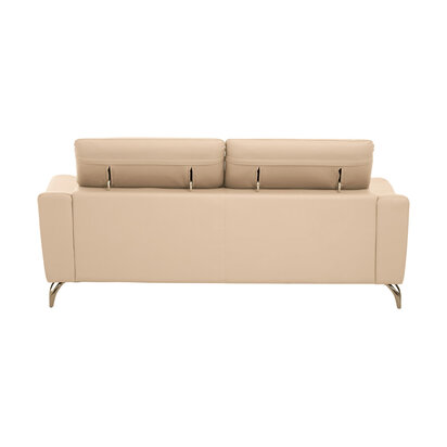 Kenerbrok 3 Seat Stone Leather Sofa with Adjustable Headrests