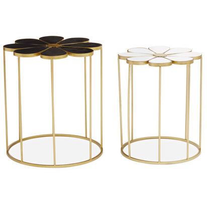 Jodie Set Of Two Black And White Petal Tables