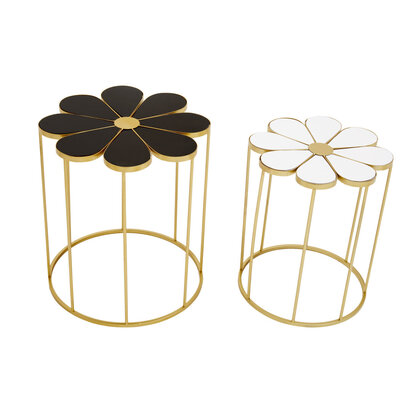 Jodie Set Of Two Black And White Petal Tables