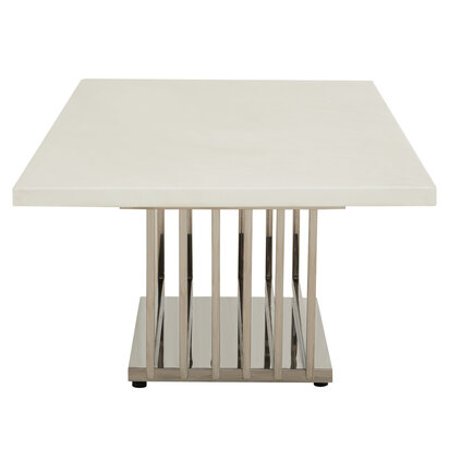 Eveowick White Faux Marble Coffee Table With Silver Finish Frame