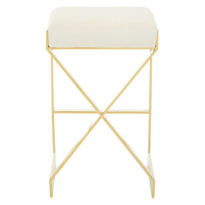 Talonton Ivory And Gold Finish Bar Stool