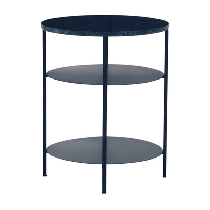 Soleyana Black Marble and Metal 3 Tier Round Side Table