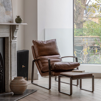 Brentstone Lounger Brown Leather