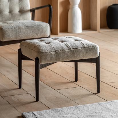 Crandale Footstool Cream Faux Sheepskin