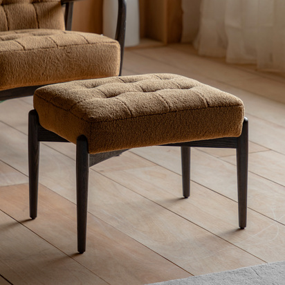 Crandale Footstool Ochre Faux Sheepskin