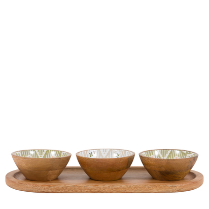 Brindle Wooden Nibble Bowls Set of 3