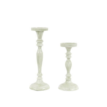 Bramley Candlesticks Green Set of 2